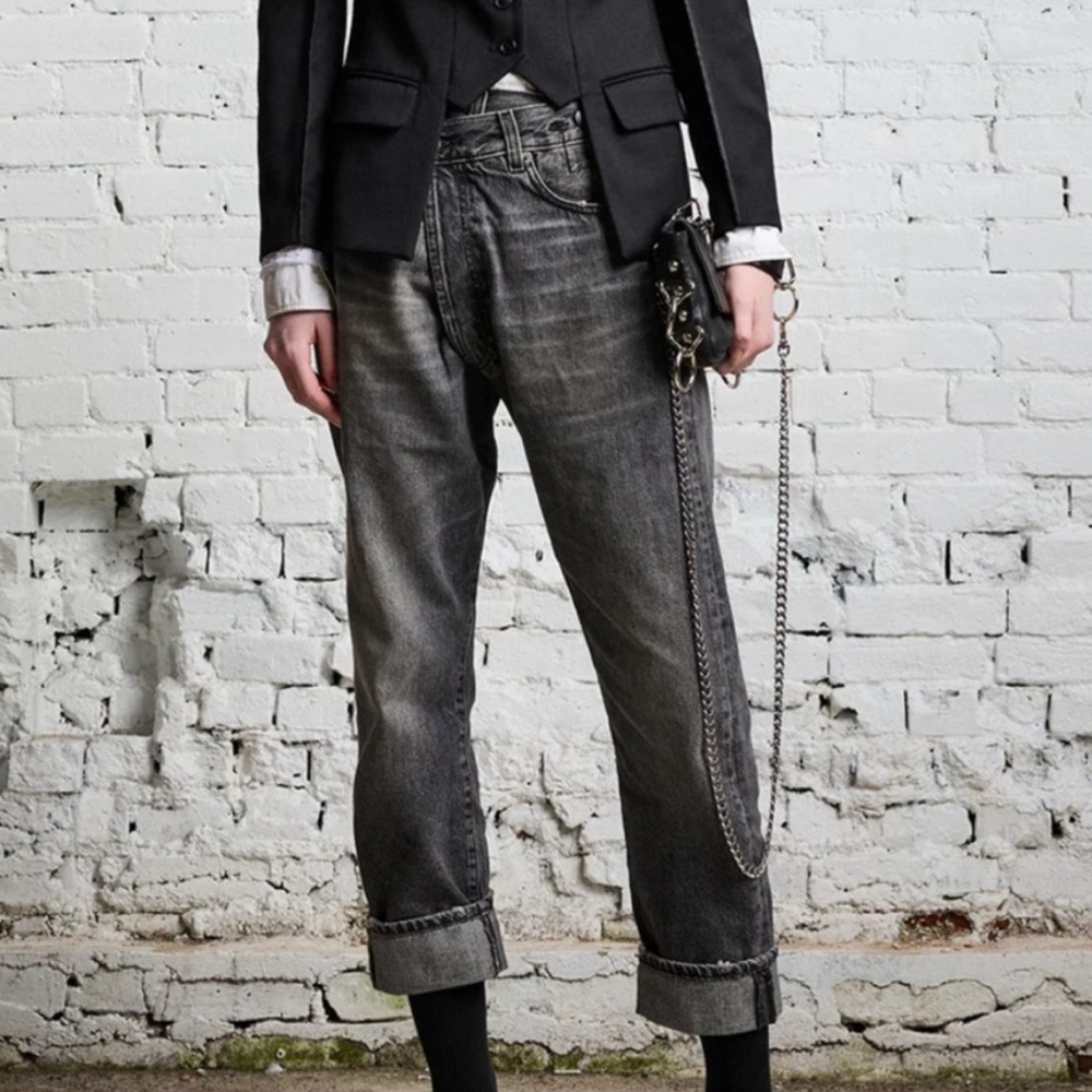 R13 Charcoal Boyfriend Jeans